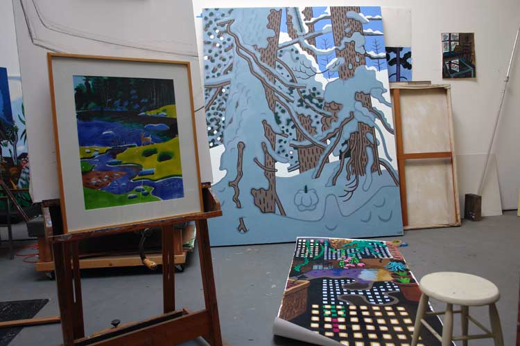 The studio of the Venice painter, Curtis Hoekzema.