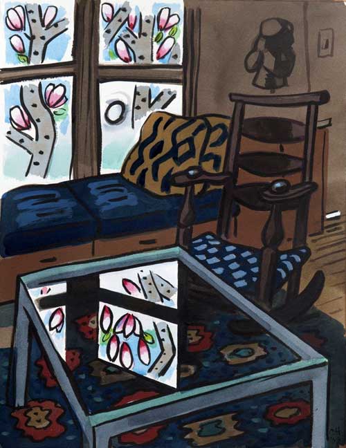 INTERIORS - watercolor painting by the Venice painter, Curtis Hoekzema.