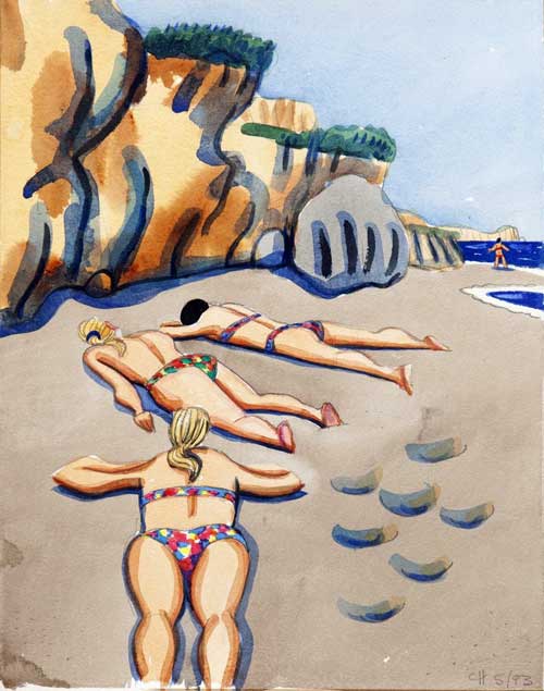 PEOPLE - watercolor painting by the Venice painter, Curtis Hoekzema.